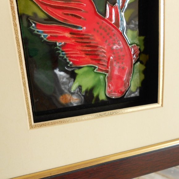 Decor Framed Wall Red Betta Fish Tiles - Picture 8 of 10